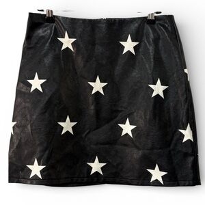 Black Star Print Mini Skirt